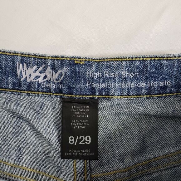 Mossimo Women’s Jean Shorts Sz 8/29 High Rise Denim Stretch Blue Button Fly Raw - Picture 5 of 7